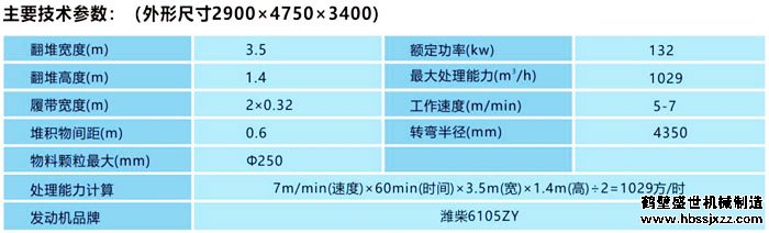 3500履带式翻堆机技术参数